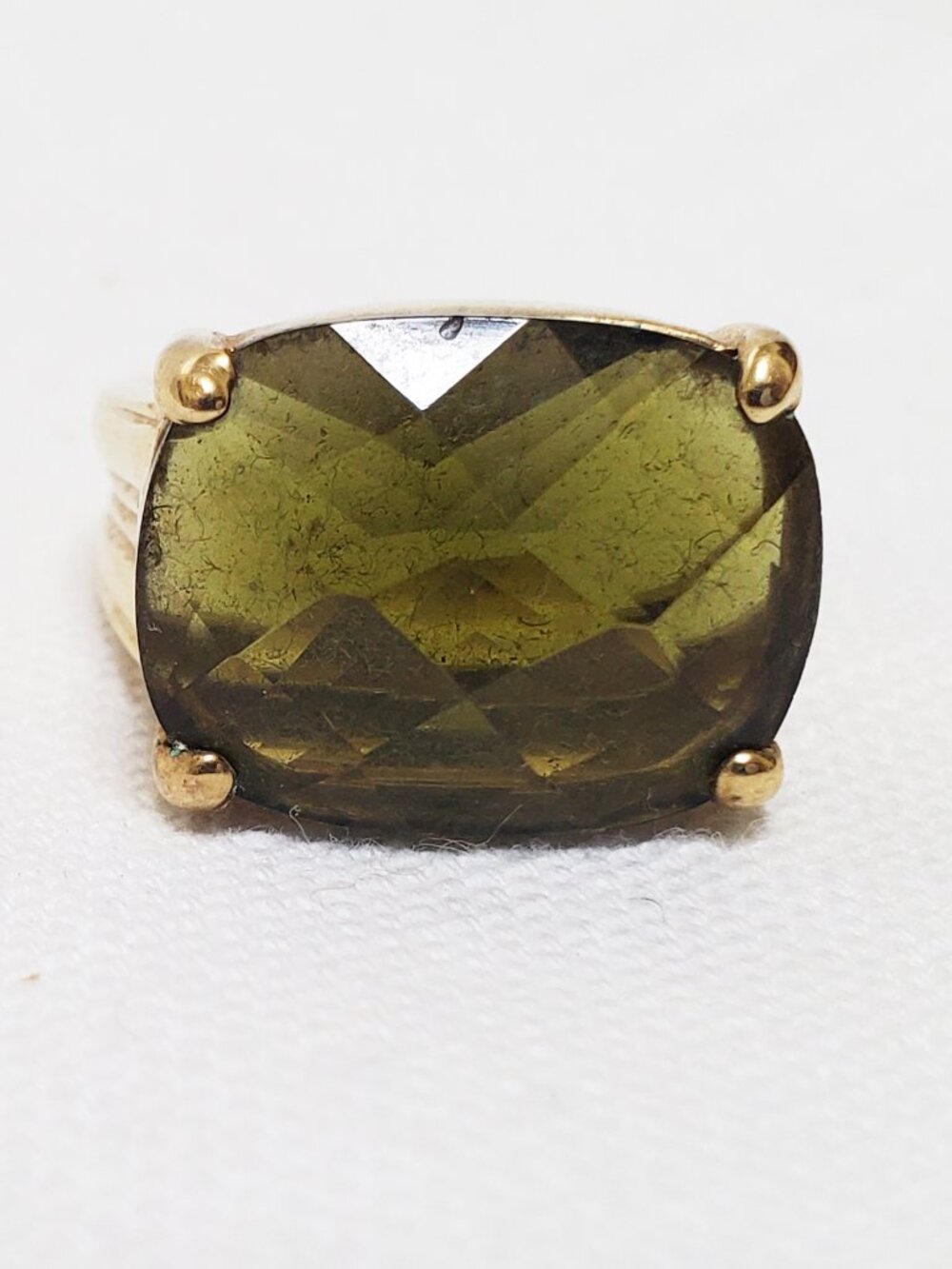 Lia Sophia Kiam Green Crystal Masculine Statement Ring NEW Size 6